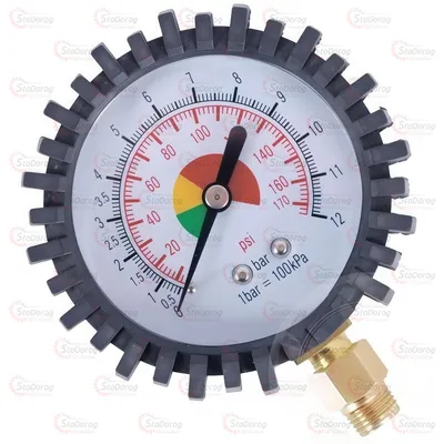 Манометр 1/4 12 атмосфер, рызьба з нижнім розлаштуванням PT-0502