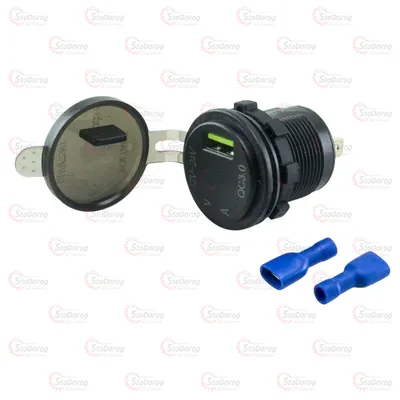 Гніздо Під 1 USB 12-24V QC 3.0 Вольтметр P11 Синій