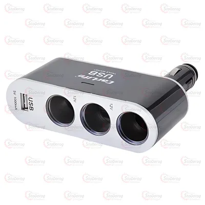 Розгалужувач прикурювач-трійник З USB-1