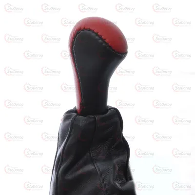 Ручка КПП з Пильником 2108-99 Шкіра BK/RD (Коротка) Лайка Avtoban