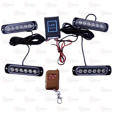 Страбоскоп светодиодный 12-24V 6LED*4шт красно-синий