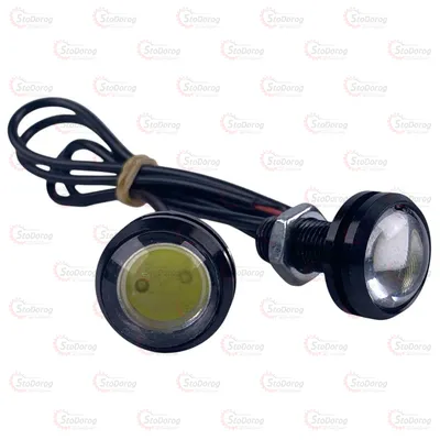 Орлиный глаз белый LED 23mm 2шт черный корпус