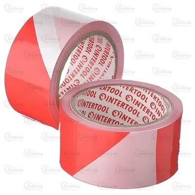 Стрічка Світло- Відбивна Біло-Червона 5см 100м KT-0942