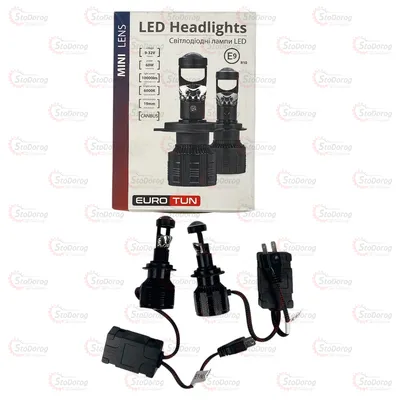 Лампа LED H7 12-24V 60W 10000Lm 6000K Eurotun NL19 Радіатор+Вентилятор+Лінза
