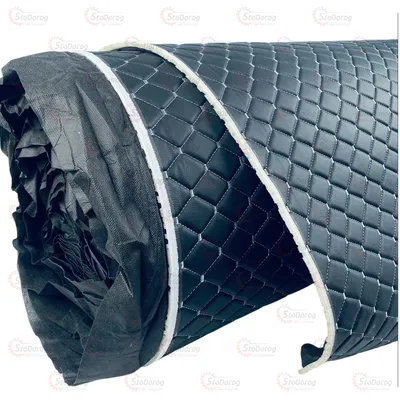 Шкіра - Шкірзам Чорний з Сірою ниткою для обшивки салону, потолка, дверей. 1 пог.м. х 1,45м