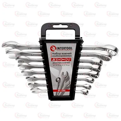 Набір ключів ріжково накидних 8-19мм CrV 8шт Intertool HT-1202