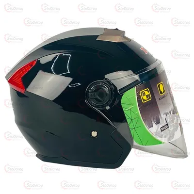 Мото Шолом 605 IBK Без Бороди Чорний Глянець Очки