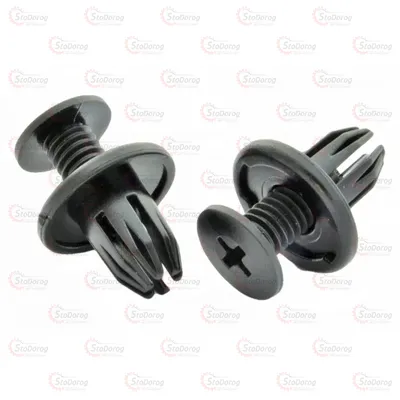 Кліпса бампера чорний /обшивки F=10 mm. Daewoo / Honda Accord, Civic, CRX, Legend, Prelude / Acura / Toyota / Chevrolet / Jeep / Ssang Yong / Opel