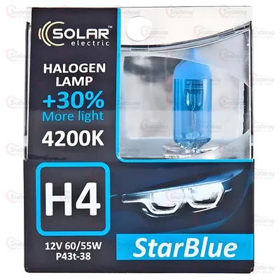 Лампа галогенна H4 12V 60/55W Solar StarBlue 2шт 1244S2