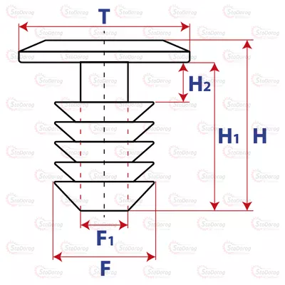 Кліпса обшивки одна шляпка автомобільна 10серія 10128 10128 2