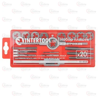 Набір плашокм і мітчиків 20шт кейс Intertool SD-8020