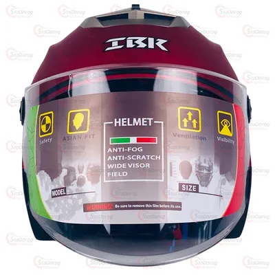 Мото Шолом 605 IBK Без Бороди Червоний Очки Матовий 2