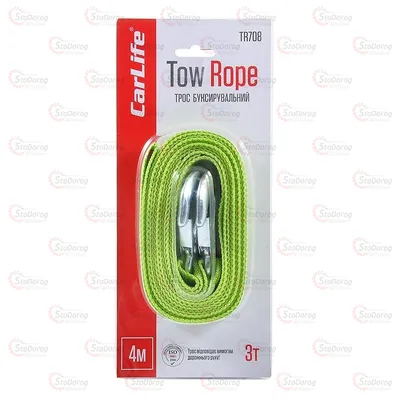 Трос Буксирувальний CARLIFE 3т 4м Зелений Блістер TR708 2
