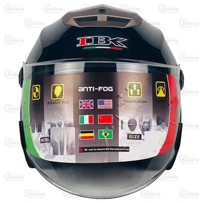 Мото Шолом 605 IBK Без Бороди Чорний Глянець Очки 2