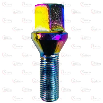 Болт Колісний M12x1,25x28мм Конус Радужный титан Ключ 17